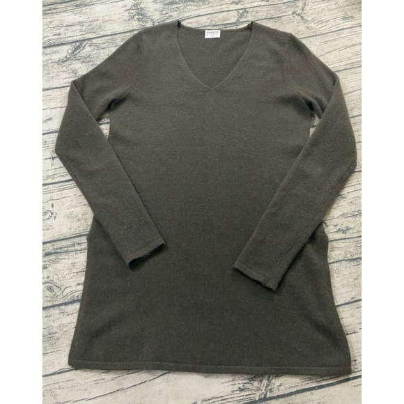 Barrow and Grove Womens S V-Neck 100% Cashmere Knit Sweater Beige Long - Picture 1 of 8